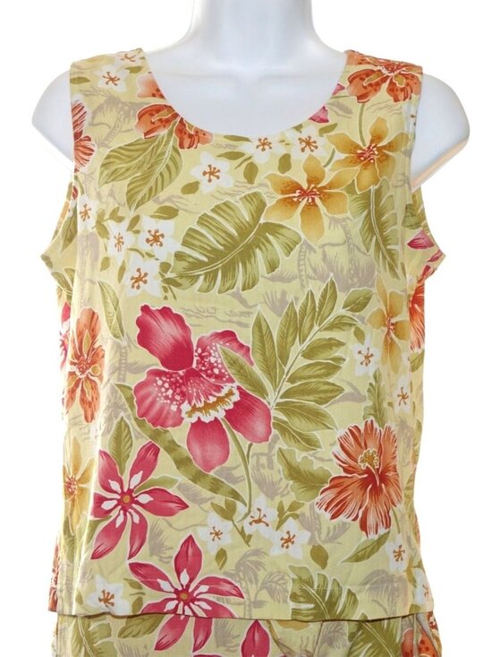 Coldwater Creek Hawaiian Skirt Blouse Womens S Small Outfit 2 Piece Set Hibiscus - Picture 6 of 10